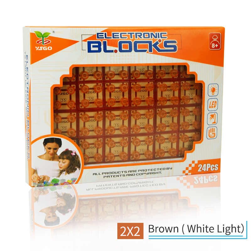 بلوک کمکی رنگی بسته های آموزشی YSGO با LED سفید مدل 2×2