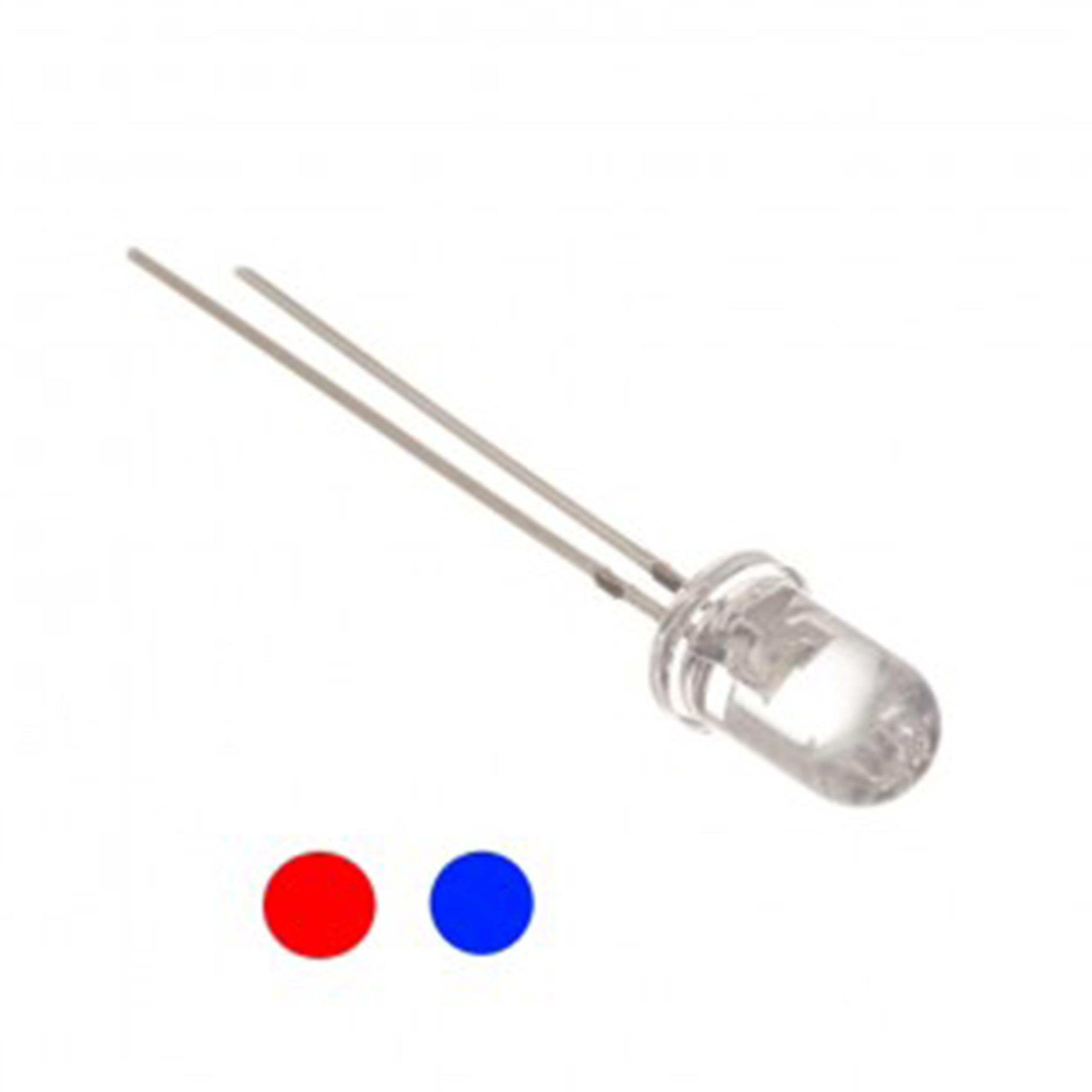 LED دوبل قرمز-آبی شفاف 5mm